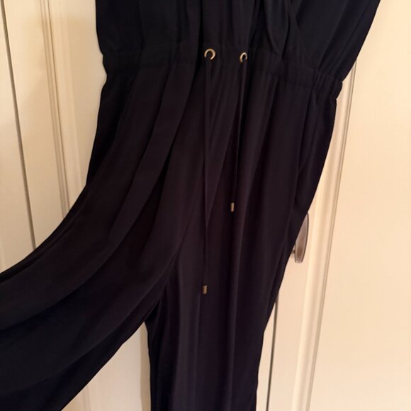 NWT Eileen Fisher Black Tencel Viscose Crepe Wide-leg Jumpsuit Petite L - Picture 3 of 5
